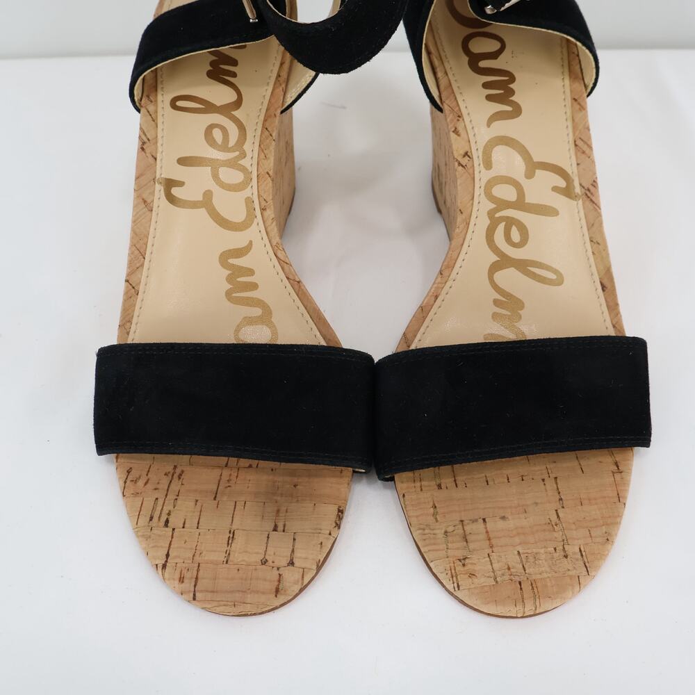 Sam Edelman Willow Black Suede Cork Wedge Sandal Size 9 - Picture 5 of 8